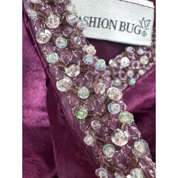 VTG Fashion Bug Y2K 90s Purple Crinkle Satin Beaded Babydoll Cami Top L USA Glam - Picture 3 of 9